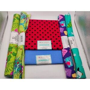 Lot Of 6 Fat Quarter Fabric 100% Cotton Waverly & Fabric Editions Polka Dots +++
